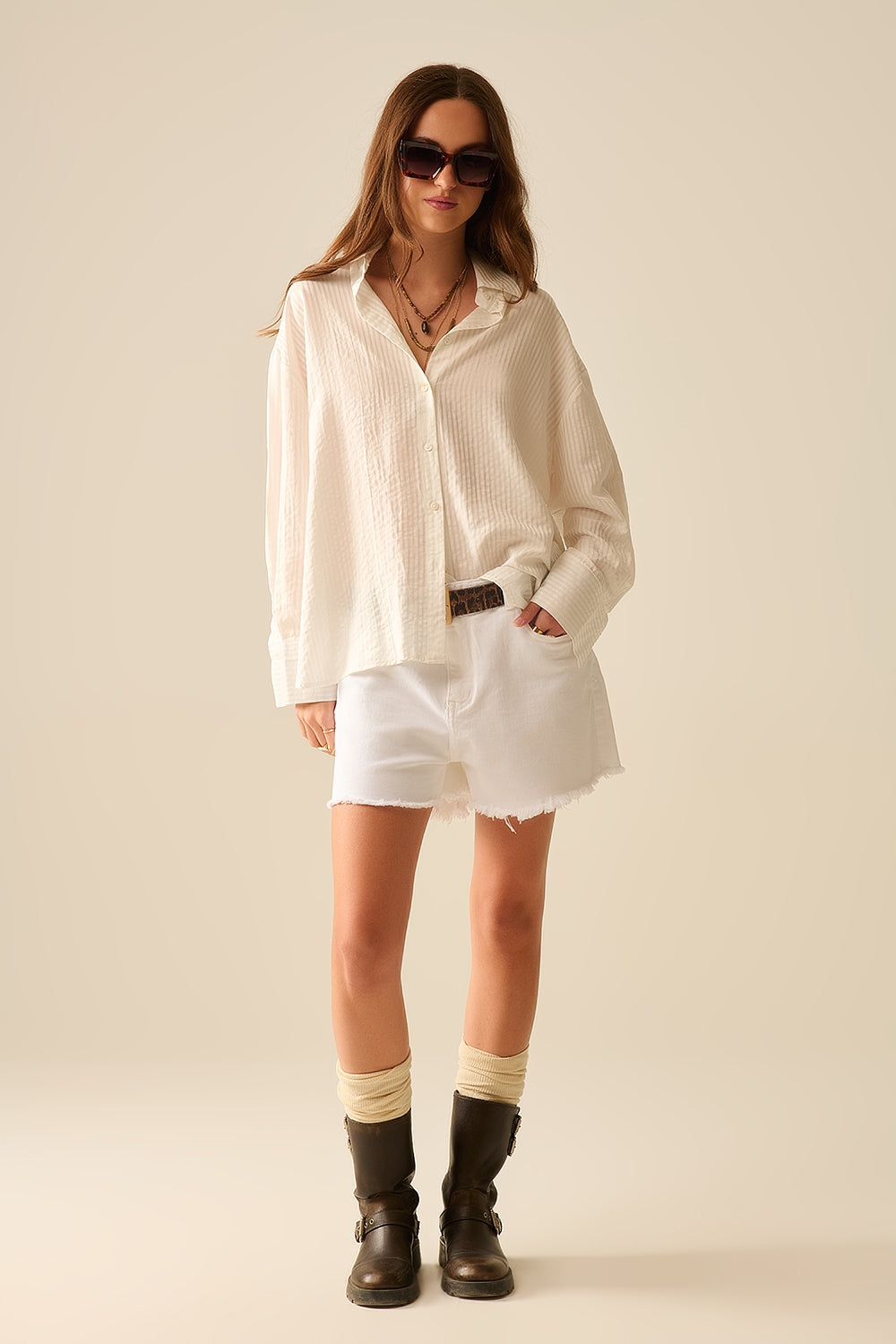 oversized white shirt with bow in the back