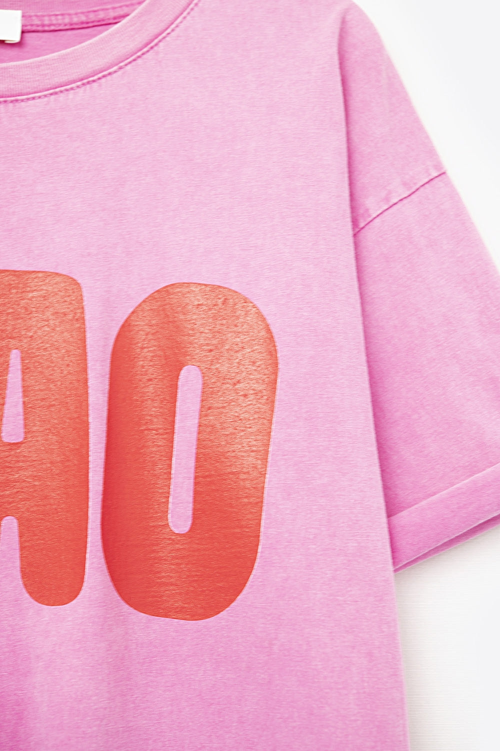 Pink Relaxed CIAO T-Shirt With Red Letters