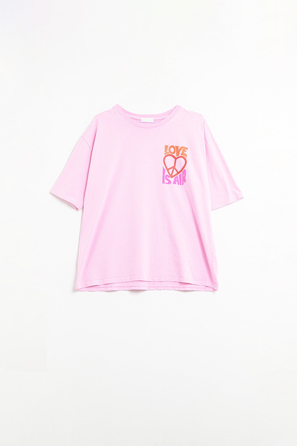 Pink T-Shirt with Love is Air and Heart with Peace logo