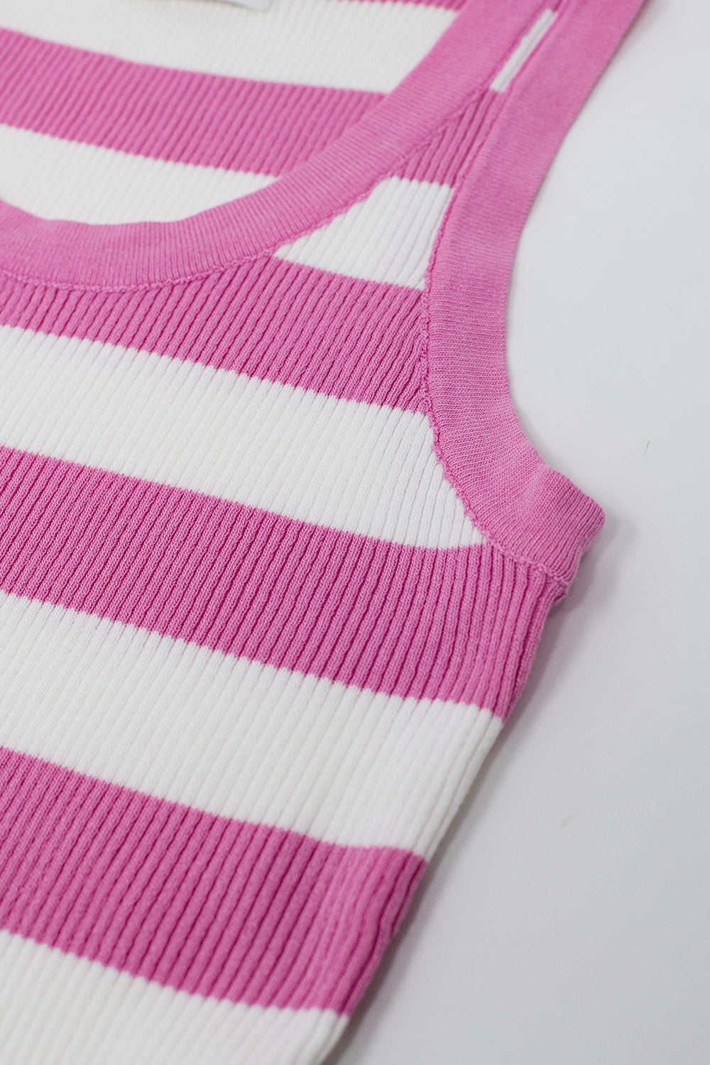 Pink Tank Top With Wide Stripes in white