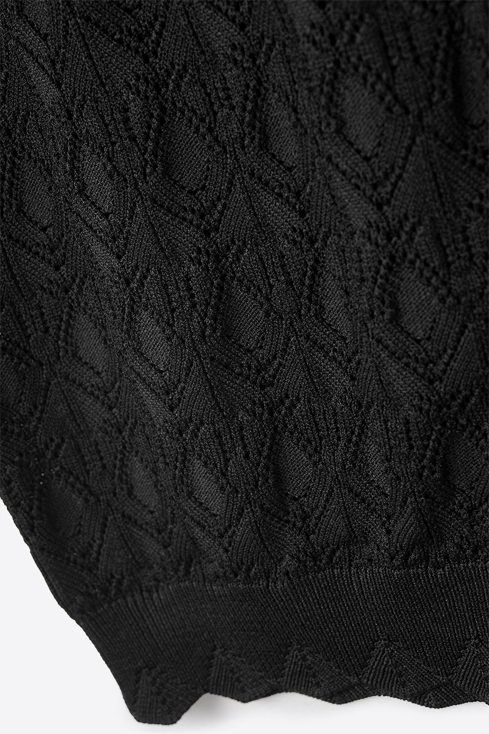 Pointelle Knitted Vest With Scalloped Edges in Black