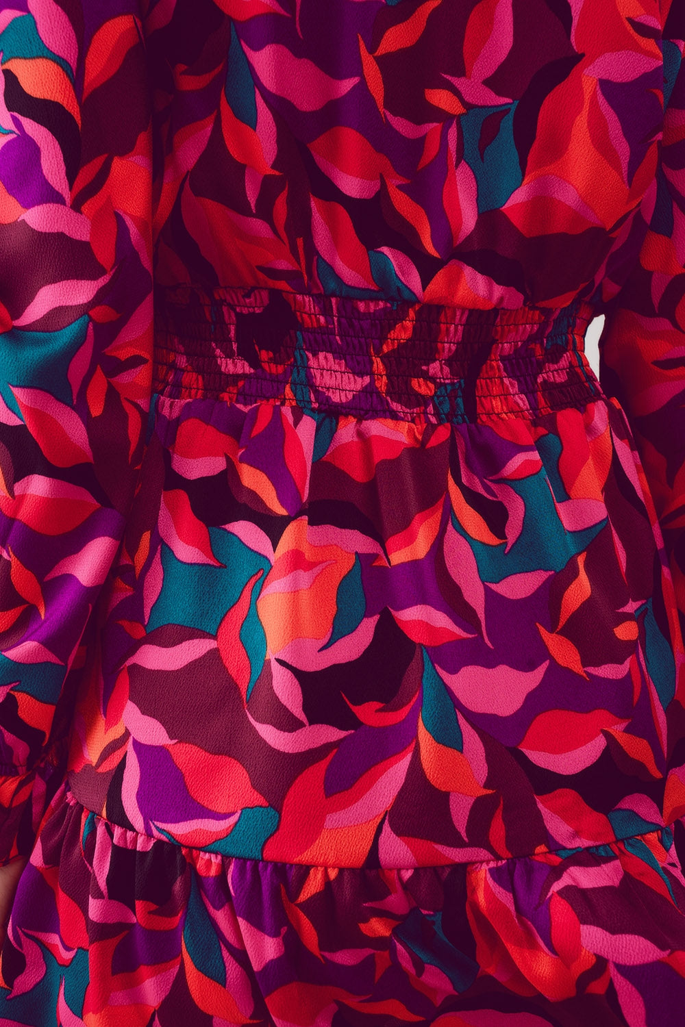 Puff sleeve mini dress in fuchsia