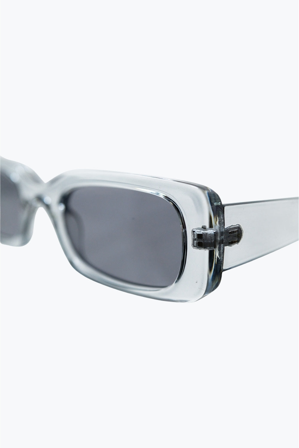 Rectangular Grey Transparent Sunglasses with Dark Smoke Lenses