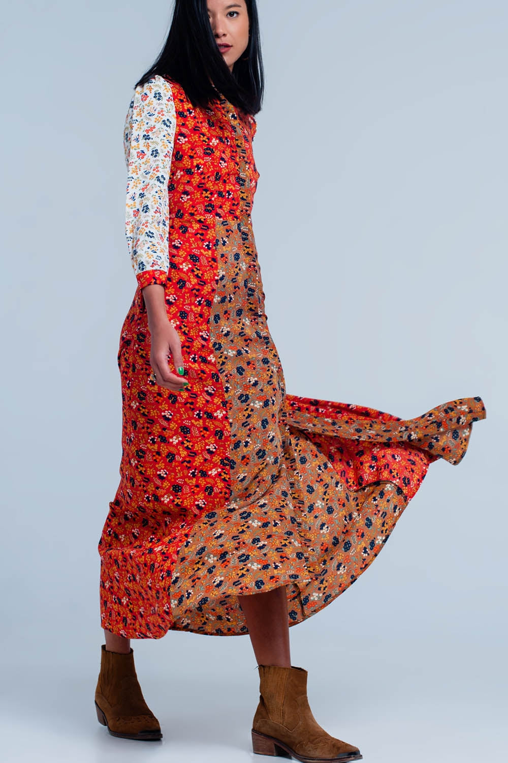 Red floral dress