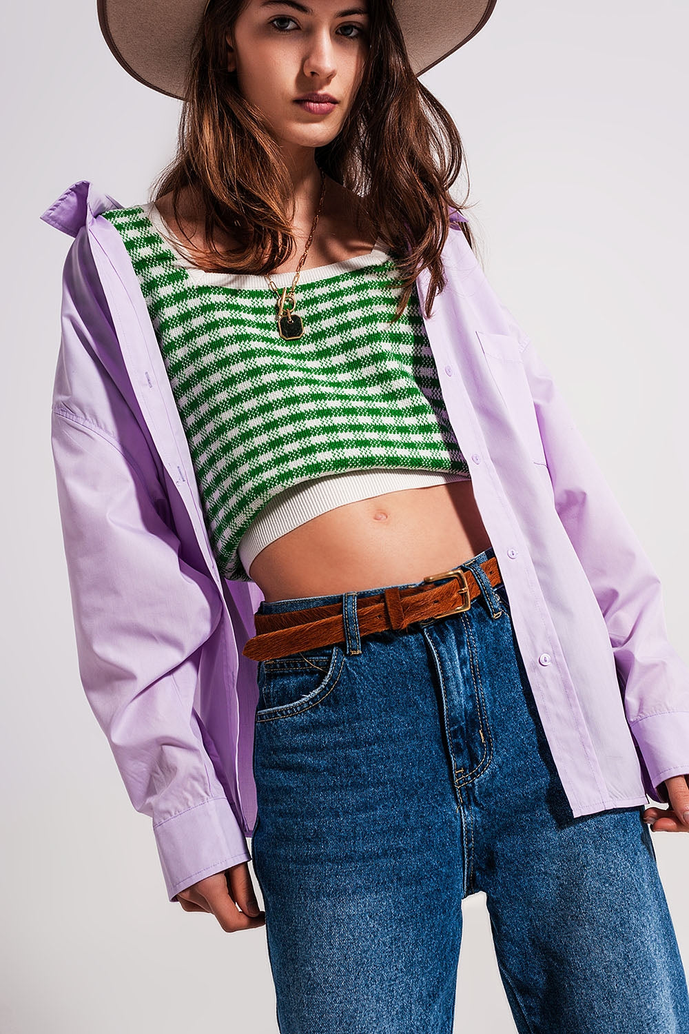 Relaxed poplin shirt in lilac