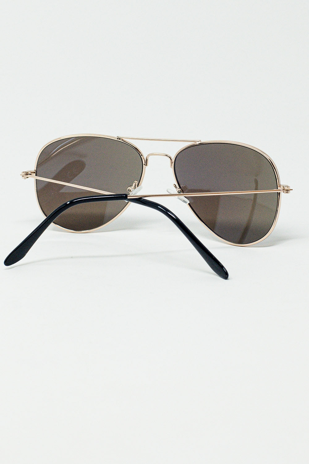 Retro Aviator Sunglasses With Blue Smoke Lense and Golden Frame