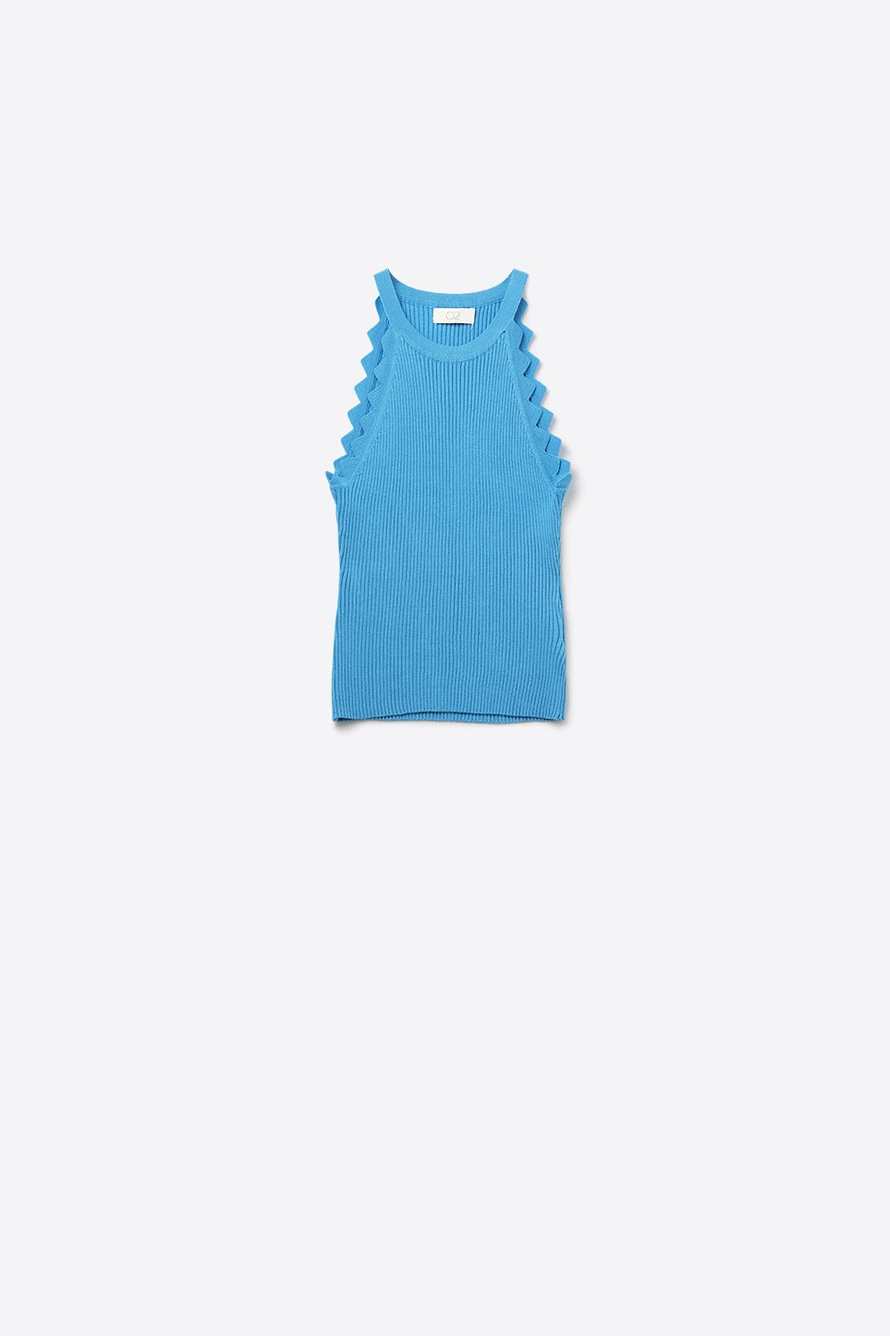 Ribbed Halter Top With Scalloped Finish in electric blue