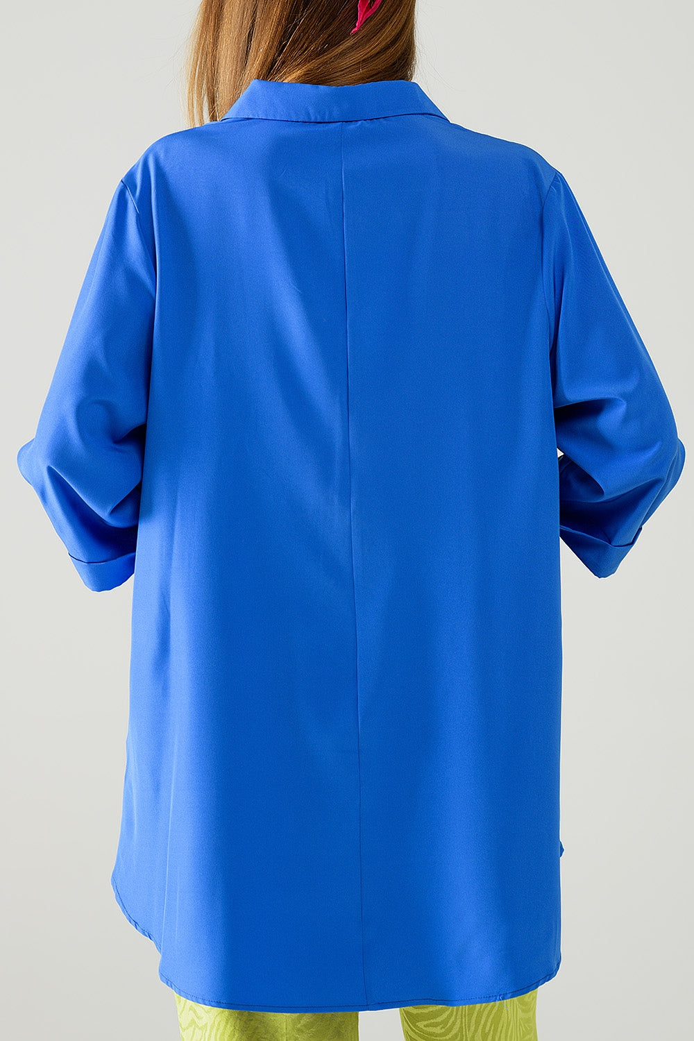 Shirt made of very soft and lightweight fabric in electric blue color.