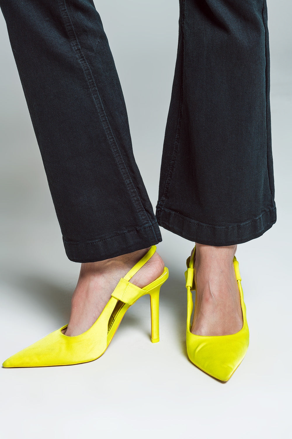 Skinny Flared Jeans With Double Button Detail in Black