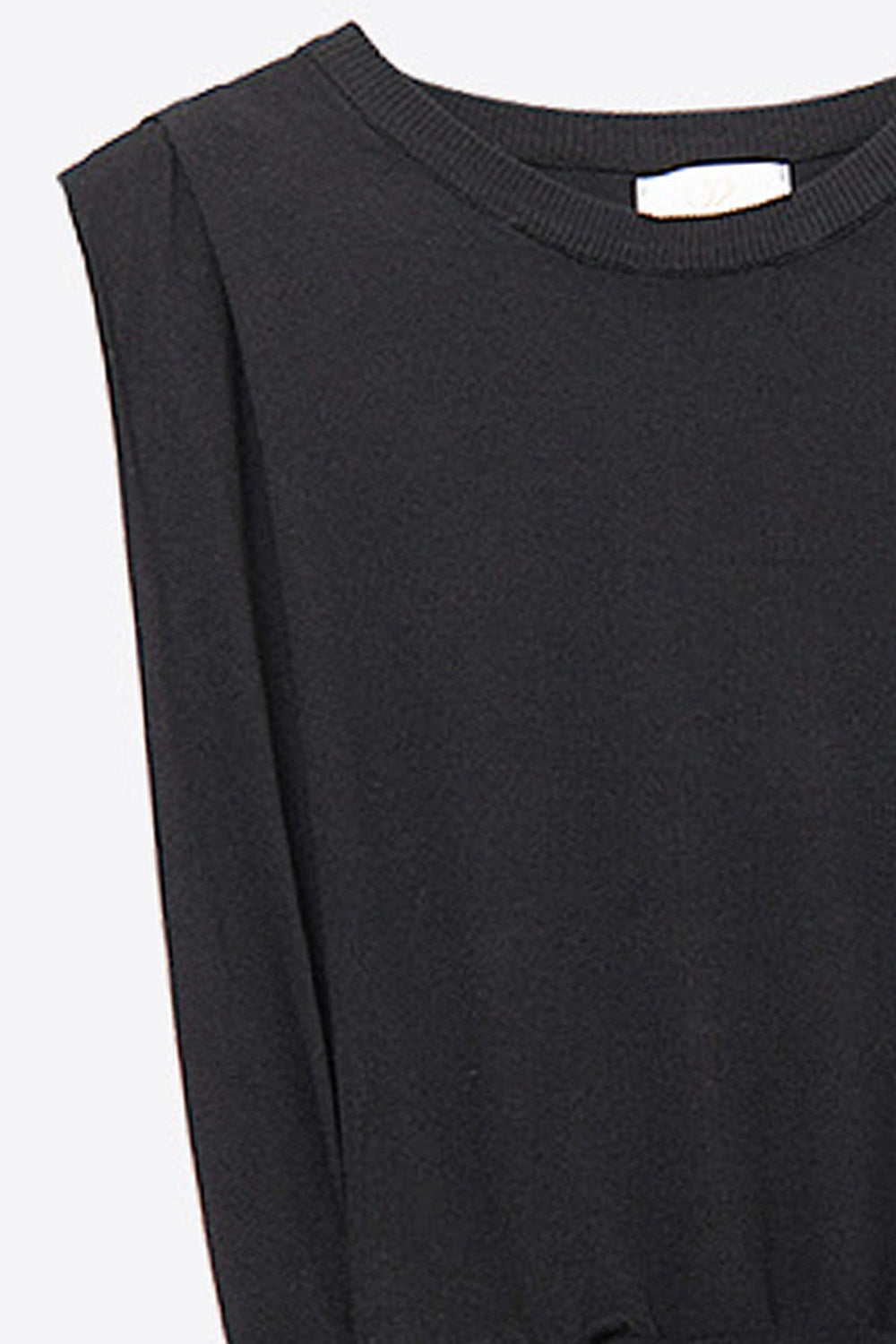Sleeveless Knited Top With Shoulder Drape in Black