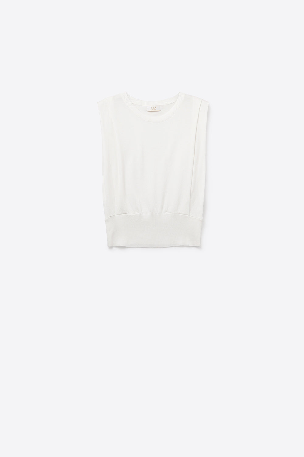 Q2 Sleeveless Knited sweater With Shoulder Drape in White