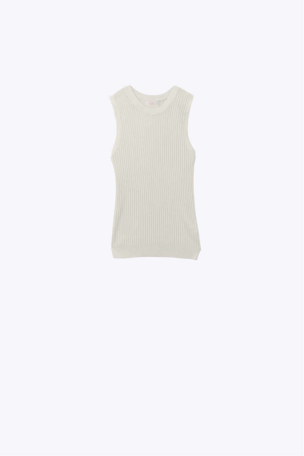 Sleeveless Ribbed knitted bodycon fit sweater In beige