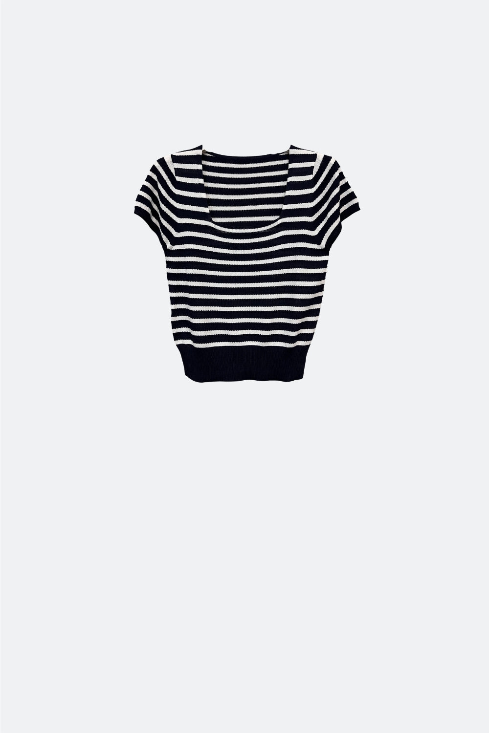 Square neck Stripped Sweater in White and Black