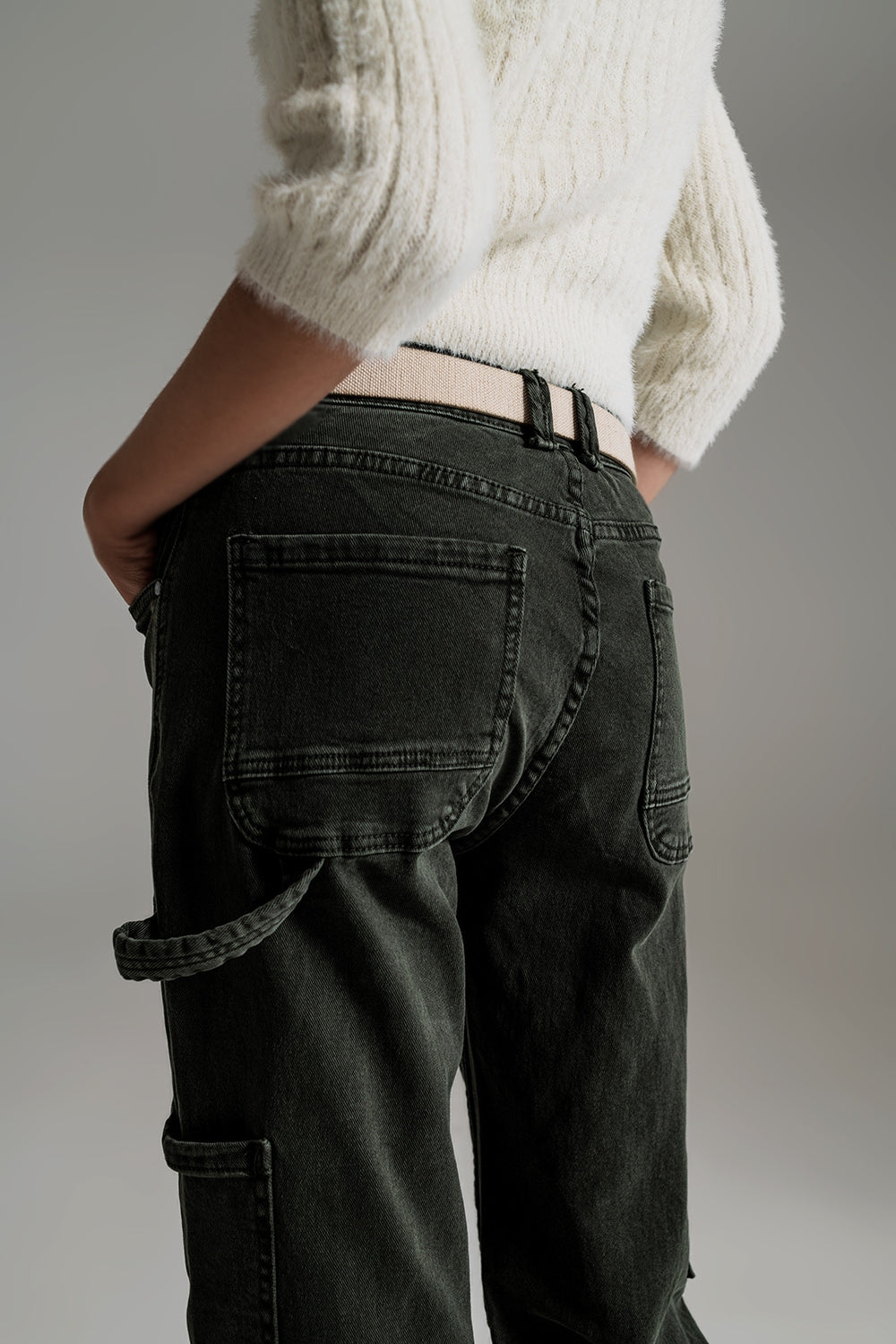 Straight Leg Cargo Pants in dark green