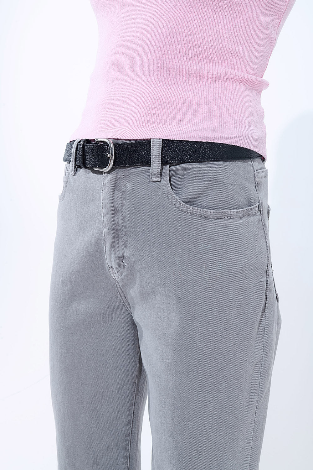 Straight leg Pants with cropped hem in Gray