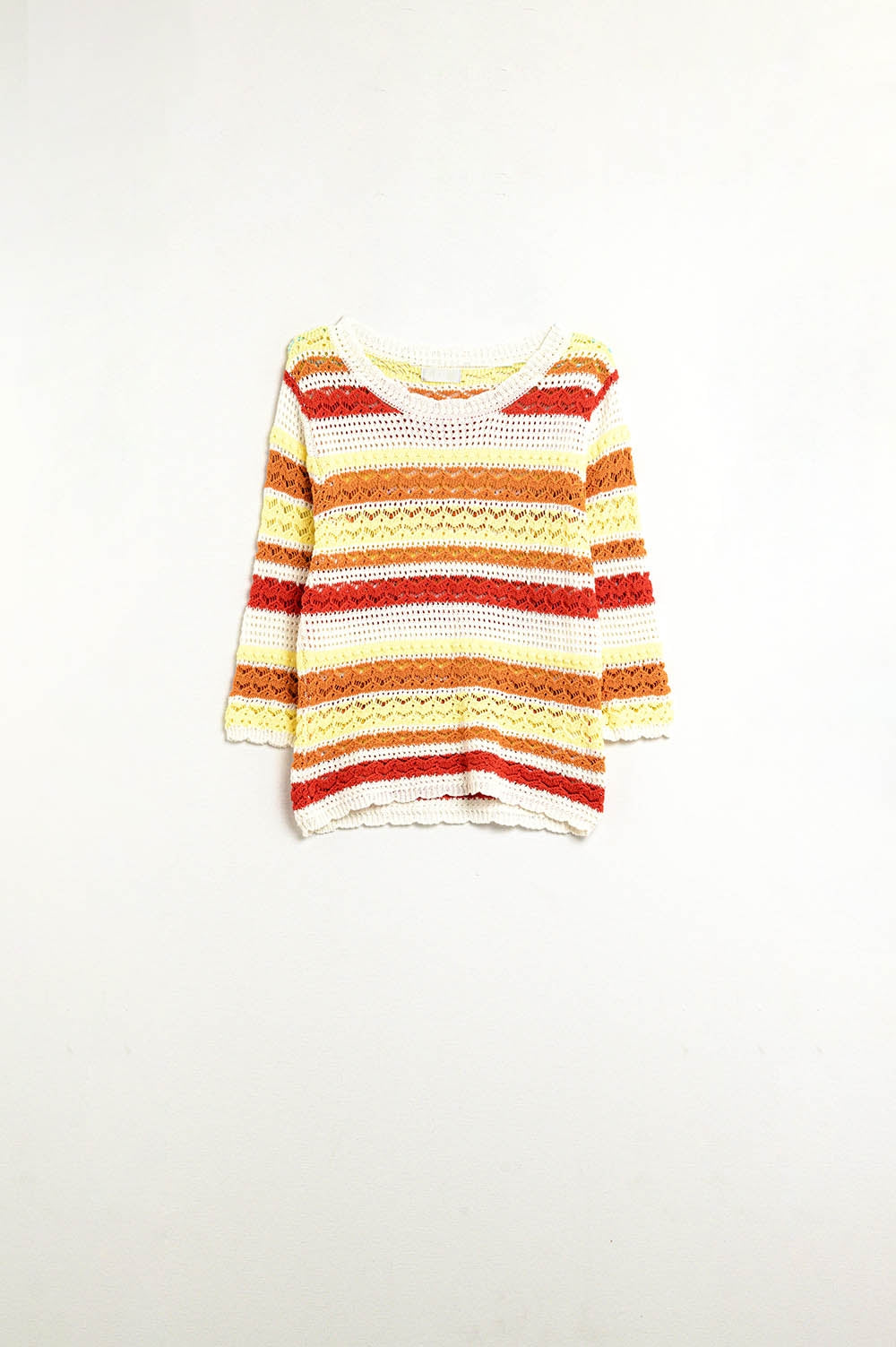 Summer Knitted Striped Sweater in Warm Tones