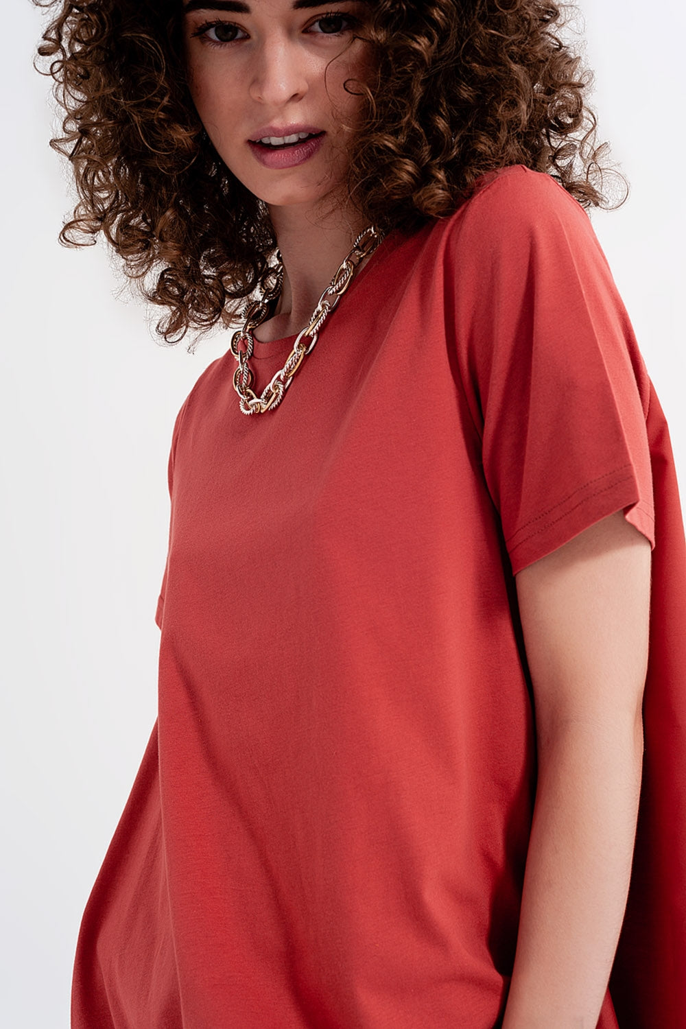T shirt dress in orange