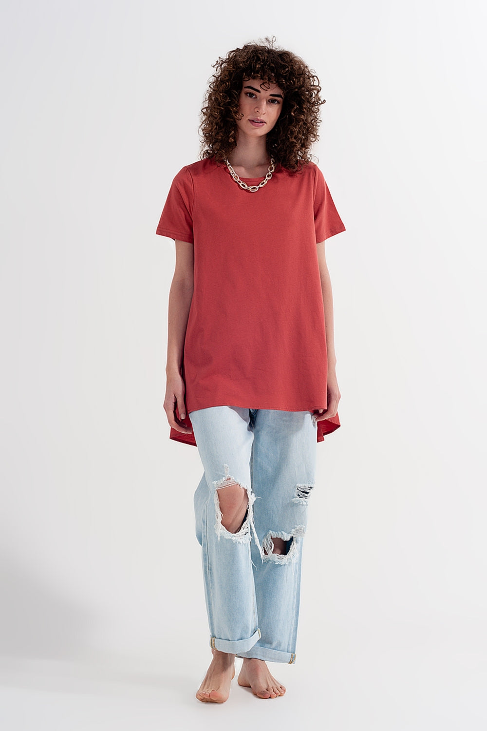 T shirt dress in orange