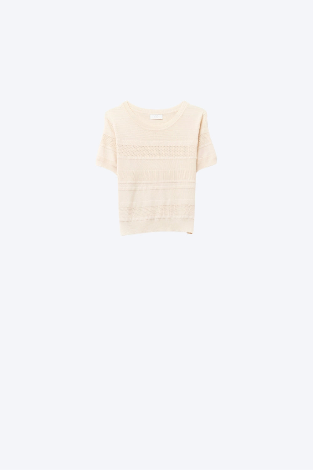 Textured Stripe Knit Sweater in Beige