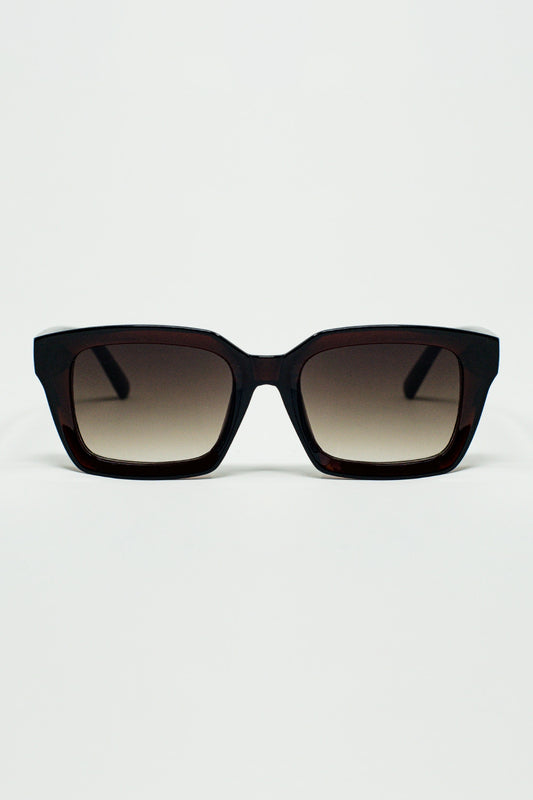 Q2 Thick Square Frame Sunglasses Chunky Retro in Bordeaux