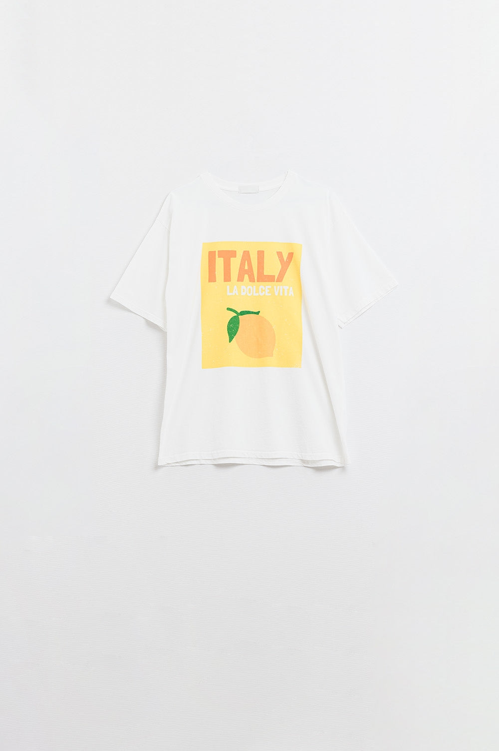 White Italy Dolce Vita T-shirt With Lemon Graphic Print
