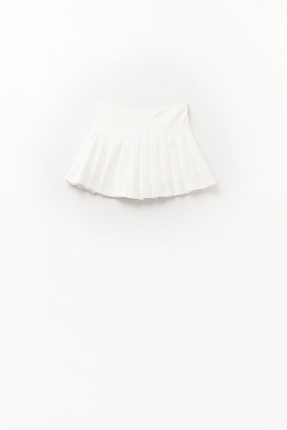 white pleated mini skirt