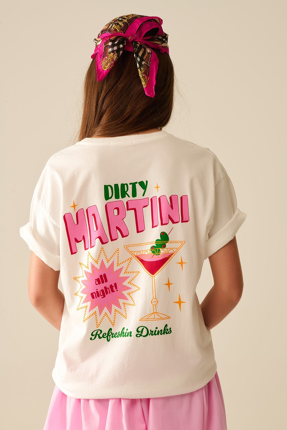 white t-shirt made in Italy with a Martini graphic logo