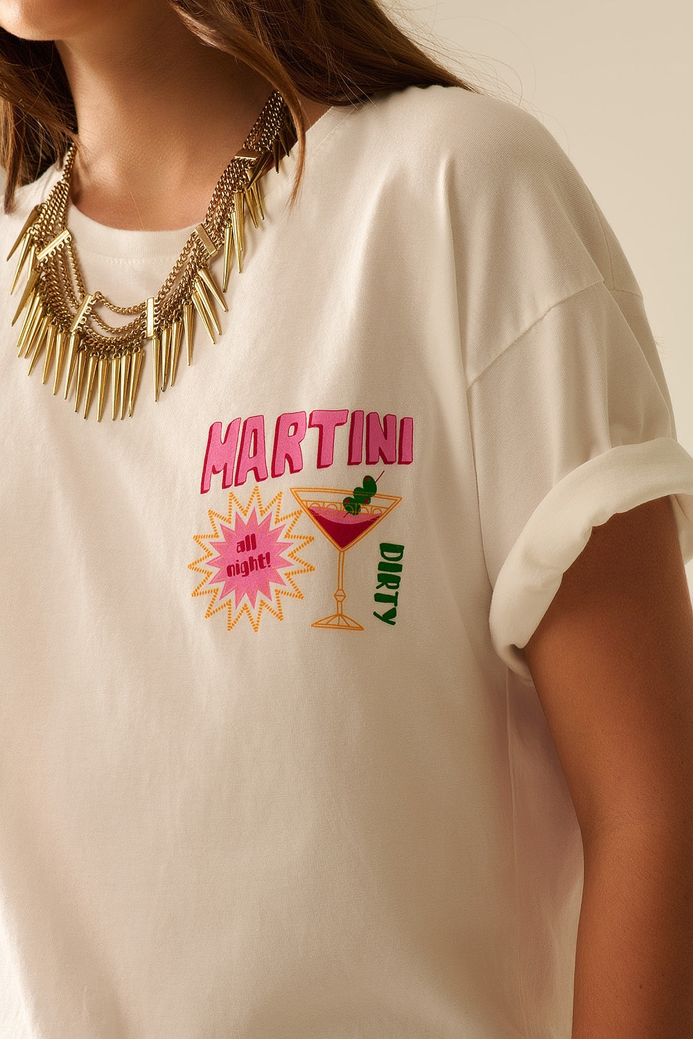 white t-shirt made in Italy with a Martini graphic logo