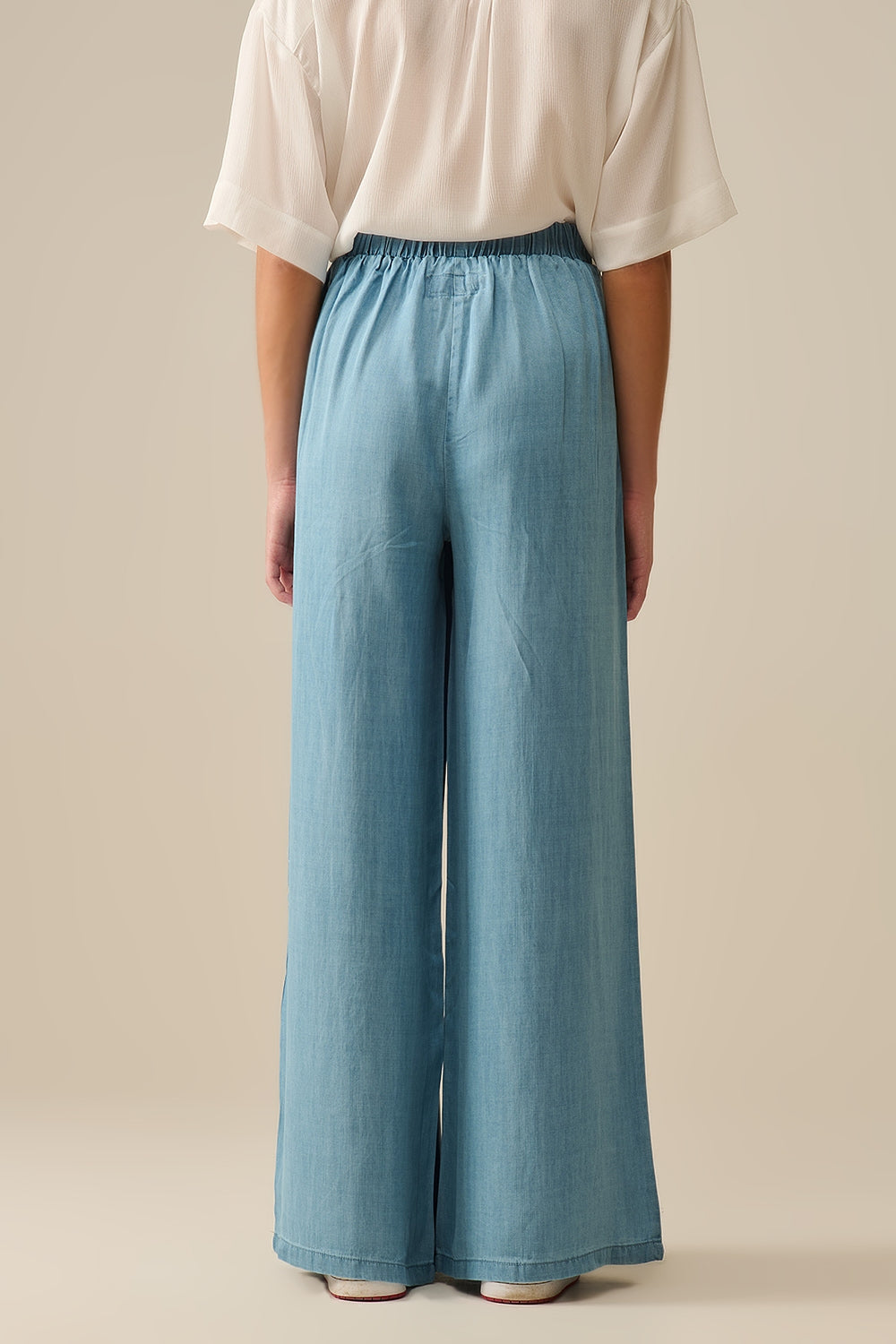 Wide Leg Tencel Pants in blue