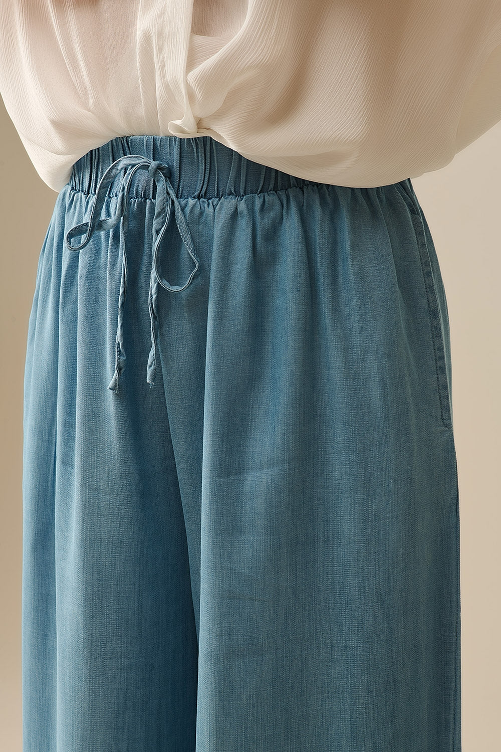 Wide Leg Tencel Pants in blue