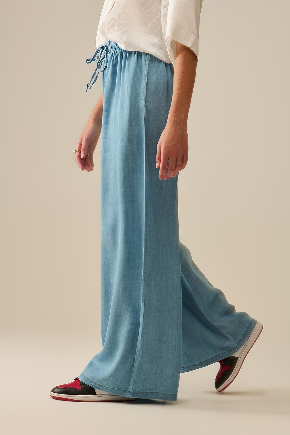 Wide Leg Tencel Pants in blue