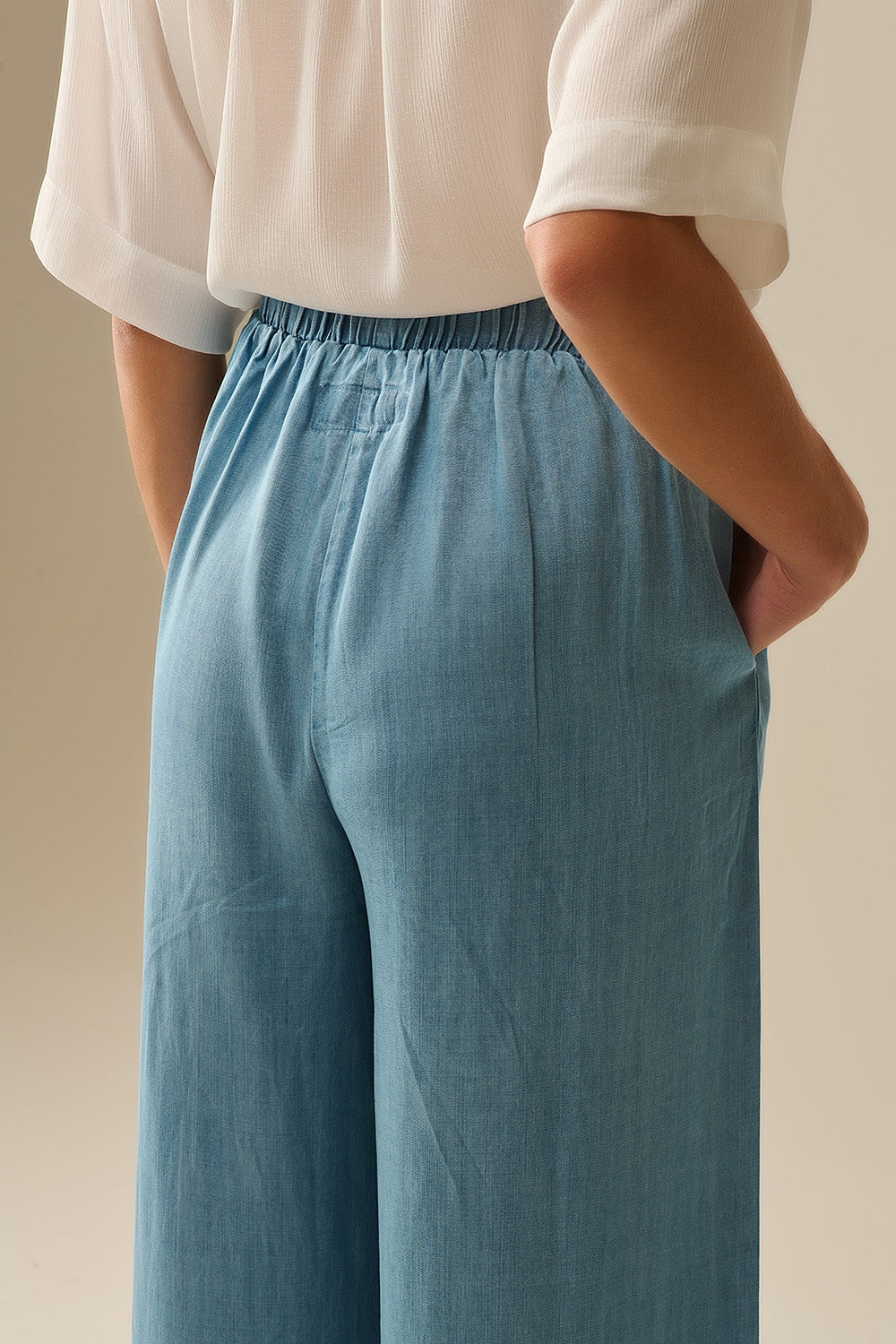 Wide Leg Tencel Pants in blue