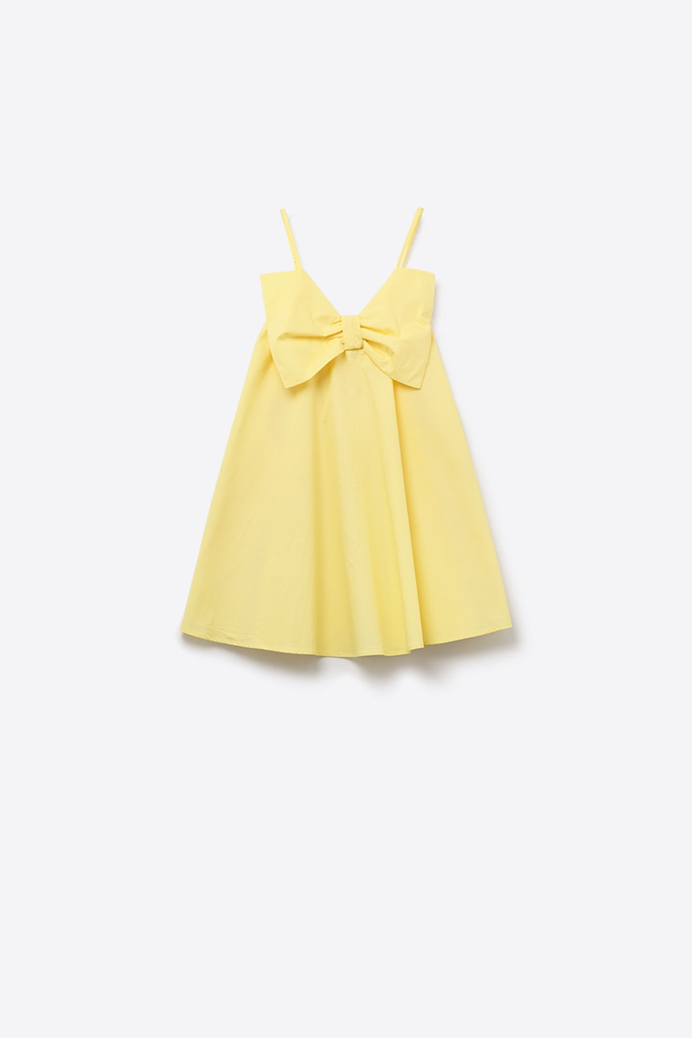 Yellow poplin mini dress with a big bow detail