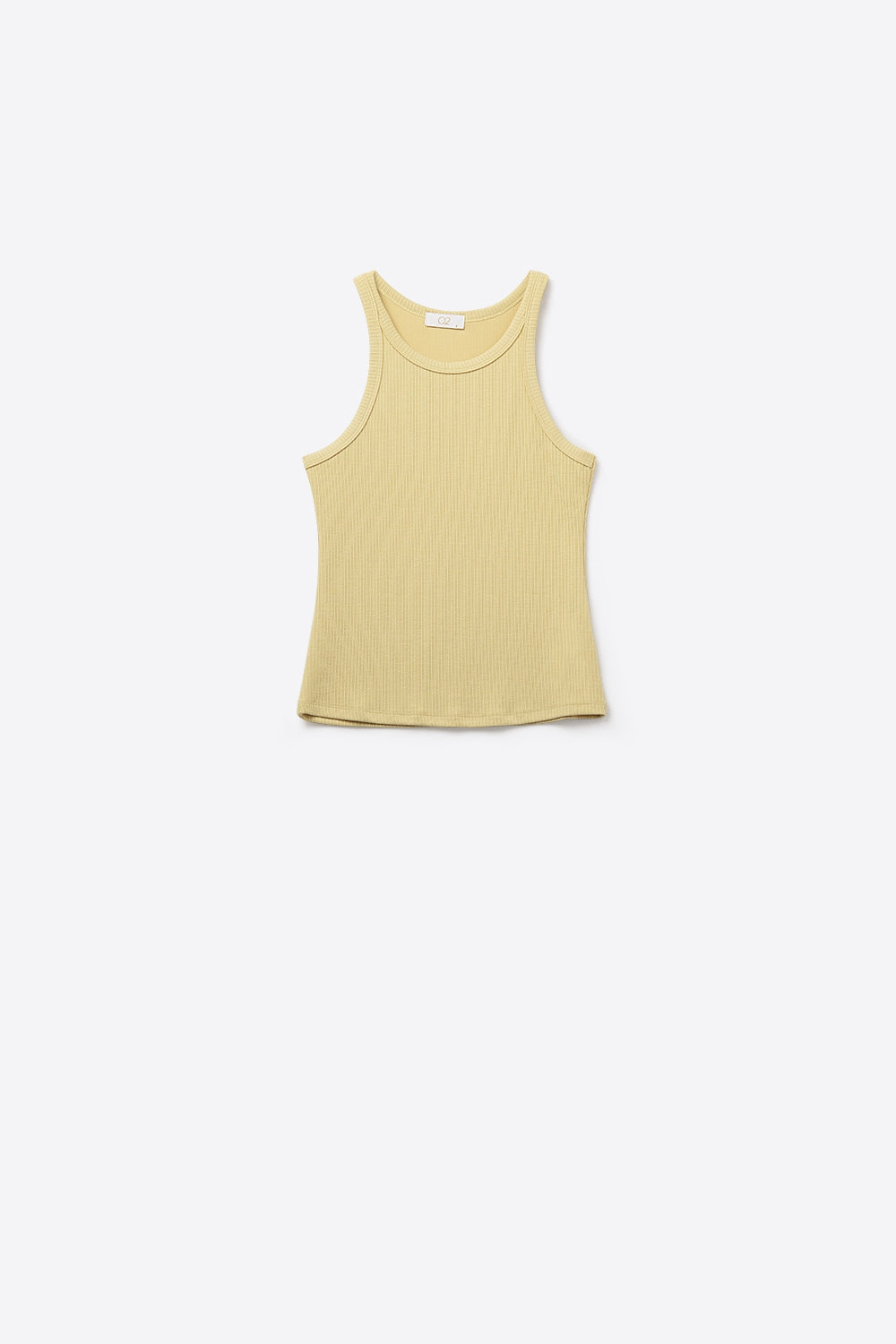 Yellow Tight-fitting swimmer-type T-shirt with round neckline and straps