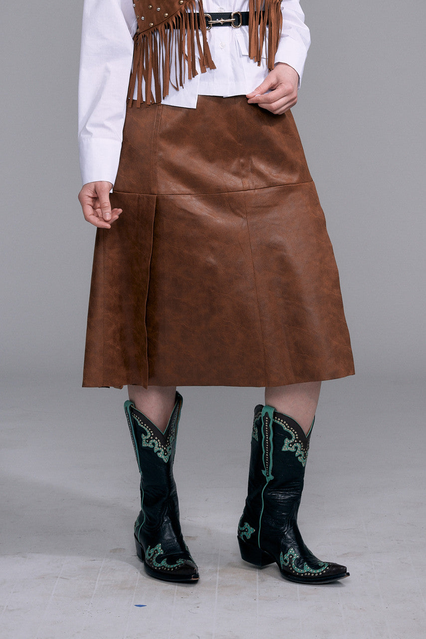 BCS8918 Faux Vegan Leather Skirt