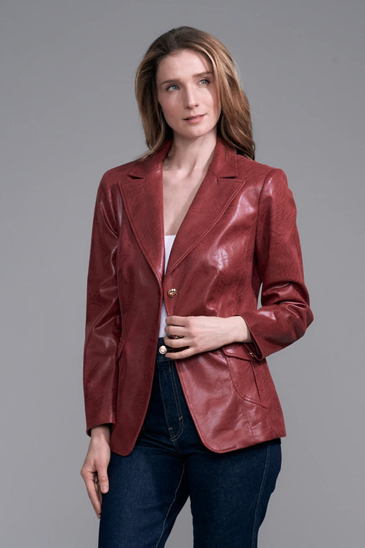 BCJ0910 Vegan Leather Blazer