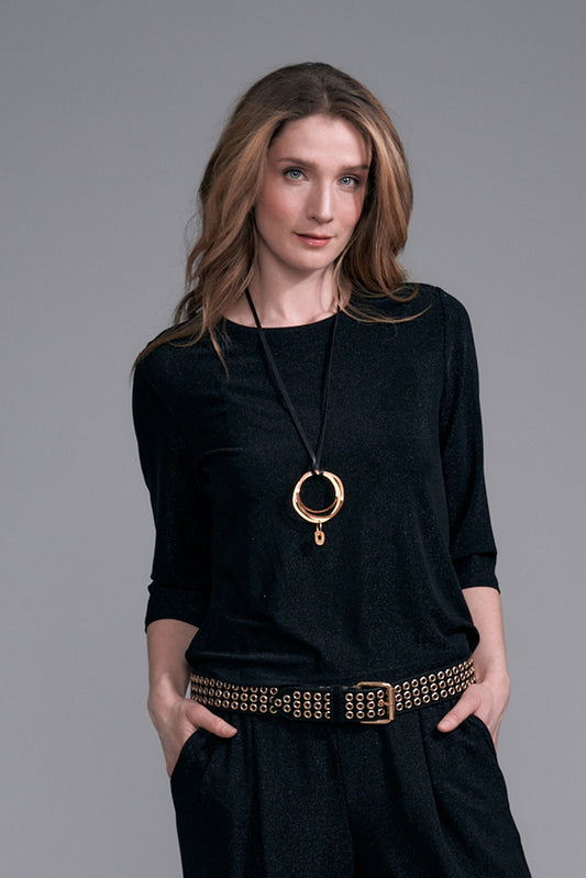 BCT17633 Lurex Long Sleeve Top