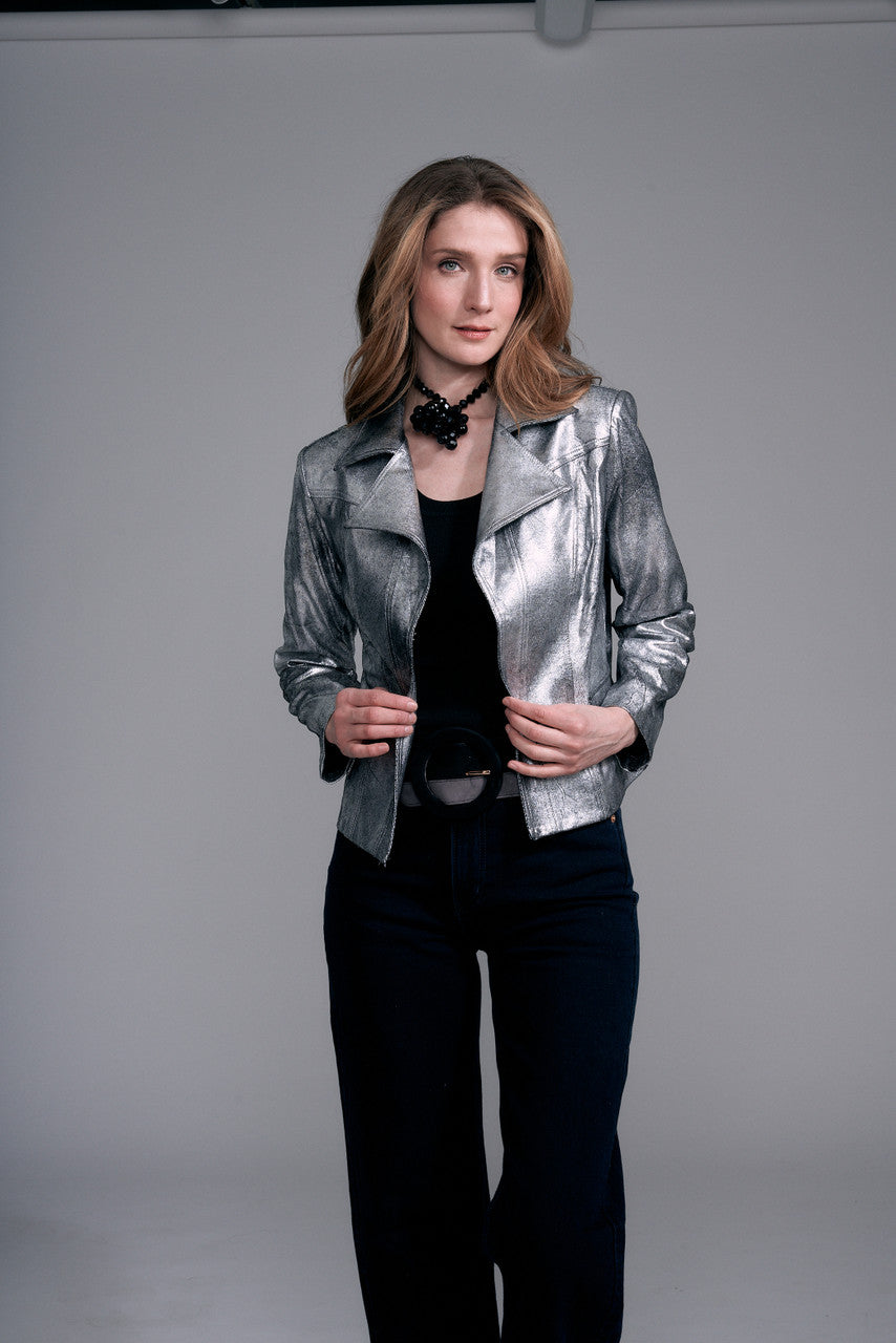 BCJ5726MB Metallic Vegan Leather Jacket