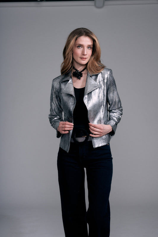 BCJ5726MB Metallic Vegan Leather Jacket