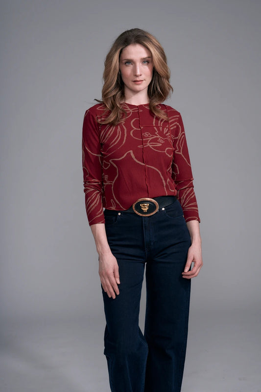BCT17621 Printed Knit Top