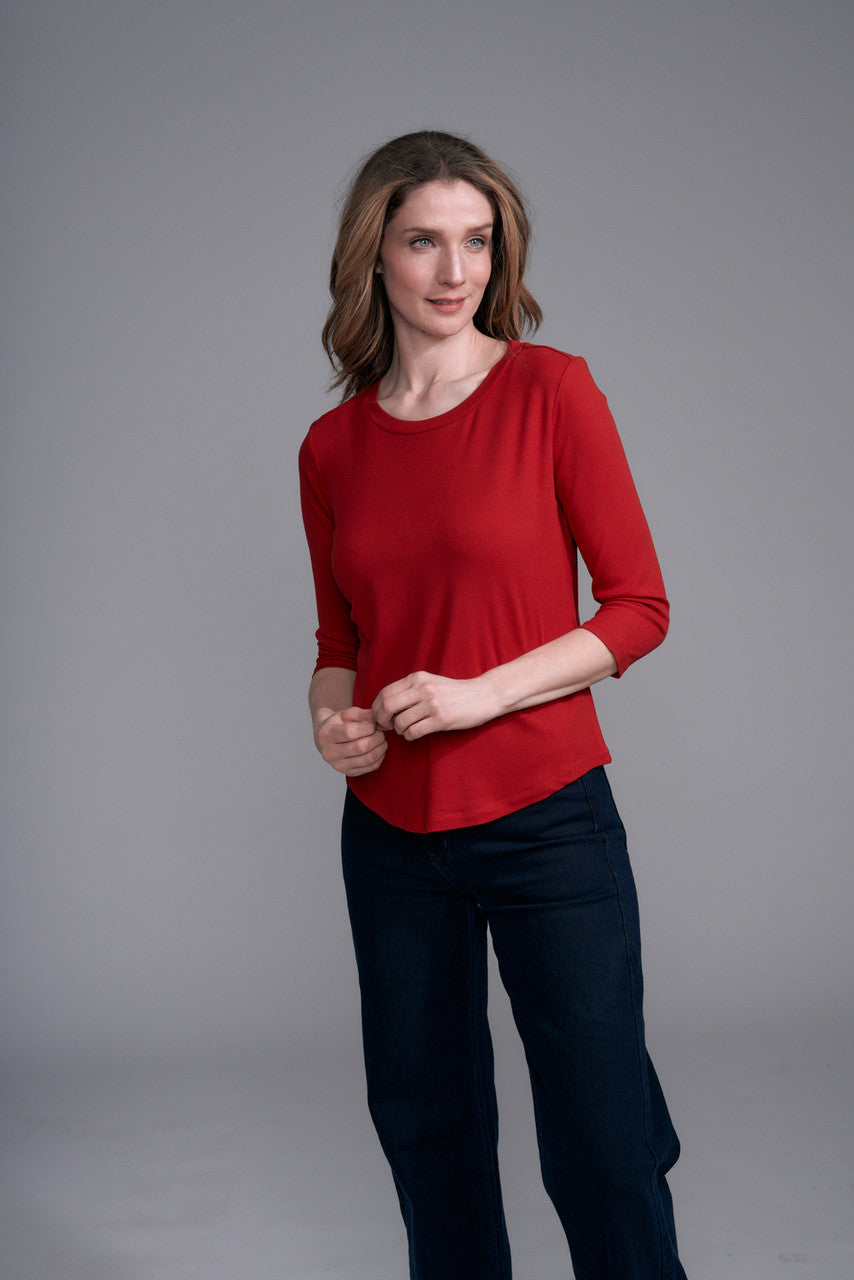 BCTSH2603A Knit Top with 3/4 Sleeves