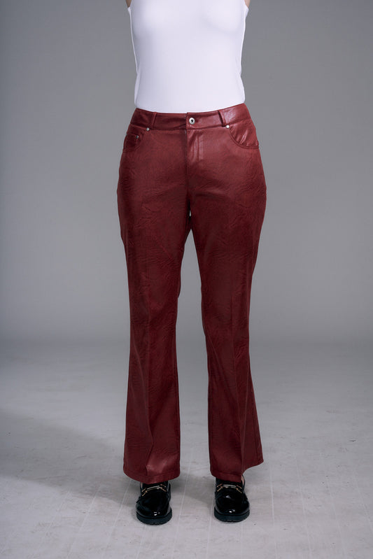 BCP8712 Metallic Faux Vegan Leather Jeans