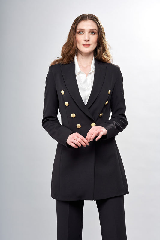 BCJ8970B Double Breasted Jacket with Gold Buttons