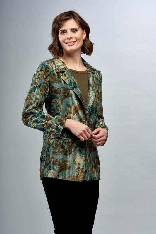 BCJ1887 Printed Velvet Blazer in Velvet Garden