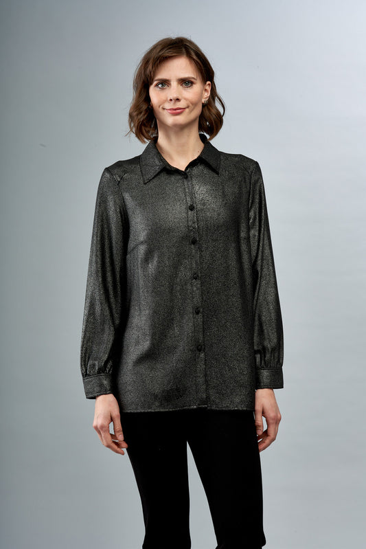 BCT6557H Lamé Raglan Sleeve Blouse in Liquid Lamé