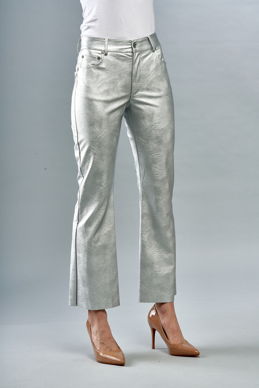 BCP8712 Metallic Faux Vegan Leather Jeans