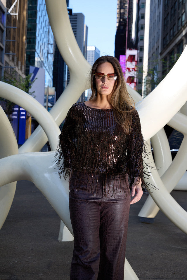 BCT89A17A Sequin Fringe Top