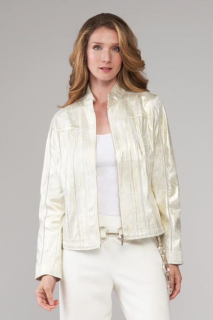 BCJ4736M Metallic Vegan Leather Jacket