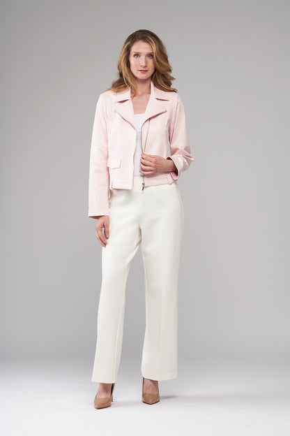 BCJ5703DC Faux Vegan Moto Jacket with Zipper & Stud Trim