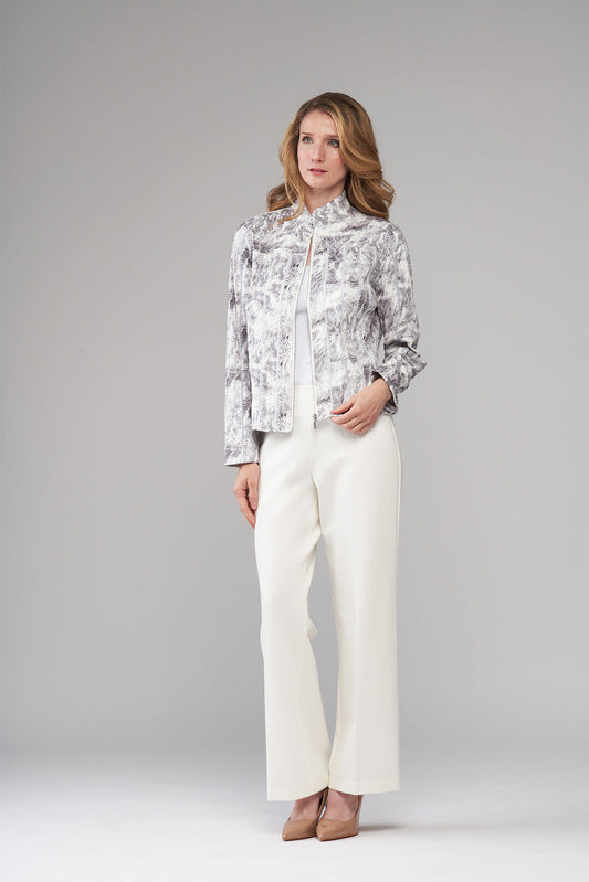 BCJ4736PR Printed Silky Suede Vegan Leather Jacket